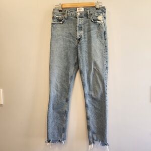 Agolde High Waist Button Up Distressed Denim